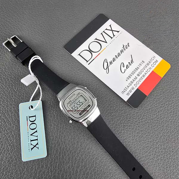 ساعت مچی زنانه داویکس 100 مشکی نقره‌ای